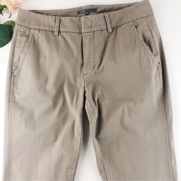 VINCE Cropped Straight Ankle Chinos Khaki Pants 4 - Picture 3 of 7